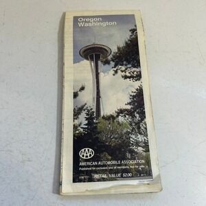 Vintage 1985 AAA Oregon Washington Road Map Space Needle Cover Pacific Northwest